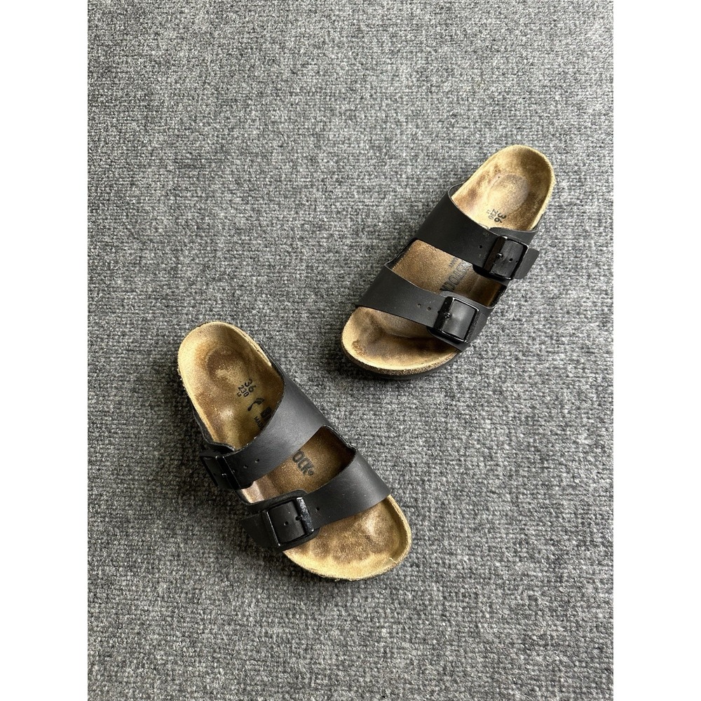 Women's Birkenstock Arizona Black Leather Sandals Made Germany, Size US 5 EU36